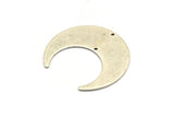 Silver Moon Charm, 2 Antique Silver Plated Brass Crescent Moon Charms With 2 Holes (42x16x0.80mm) M394