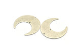 Silver Moon Charm, 2 Antique Silver Plated Brass Crescent Moon Charms With 2 Holes (42x16x0.80mm) M394