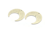 Silver Moon Charm, 2 Antique Silver Plated Brass Crescent Moon Charms With 2 Holes (42x16x0.80mm) M394
