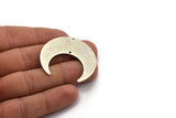 Silver Moon Charm, 2 Antique Silver Plated Brass Crescent Moon Charms With 2 Holes (42x16x0.80mm) M394
