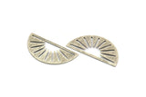 Silver Sun Blank, 4 Textured Antique Silver Plated Brass Semi Circle Blanks (36x17x0.60mm) M02073