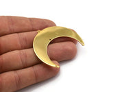 Gold Moon Charm, Gold Plated Brass Crescent Moon Charm With 1 Loop And 3 Holes, Stamping Blanks (50x17x0.90mm) M825