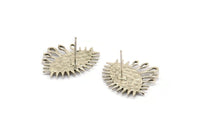 Silver Eye Earring, 2 Silver Tone Brass Eye Stud Earrings (24x21mm) N1504 H0974