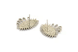 Silver Eye Earring, 2 Silver Tone Brass Eye Stud Earrings (24x21mm) N1504 H0974