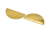 Gold Half Moon, Gold Plated Brass Semi Circle Blank With 2 Holes, Charms, Earrings, Pendants (70x34x0.6mm) D0798