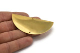 Gold Half Moon, Gold Plated Brass Semi Circle Blank With 2 Holes, Charms, Earrings, Pendants (70x34x0.6mm) D0798
