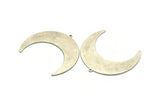 Silver Moon Charm, 2 Antique Silver Plated Brass Crescent Moon Charms With 1 Loop, Stamping Blanks (50x17x0.90mm) M822