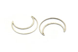 Silver Moon Charm, 4 Antique Silver Plated Brass Crescent Moon Charms With 1 Hole (50x15x0.90mm) M921