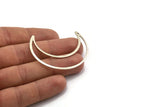 Silver Moon Charm, 4 Antique Silver Plated Brass Crescent Moon Charms With 1 Hole (50x15x0.90mm) M921