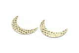 Silver Moon Blank, 4 Hammered Antique Silver Plated Brass Crescent Moon Blanks Without Holes (42x10x0.80mm) D1216