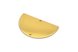 Gold Half Moon, 2 Gold Plated Brass Semi Circle Blanks With 2 Holes, Charms, Earrings, Pendants (34x20x0.80mm) D0749