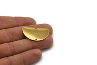 Gold Half Moon, 2 Gold Plated Brass Semi Circle Blanks With 2 Holes, Charms, Earrings, Pendants (34x20x0.80mm) D0749