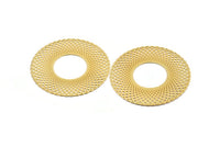 Gold Round Charm, Gold Plated Brass Round Earring Charm With 1 Hole (55mm) D0658