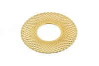 Gold Round Charm, Gold Plated Brass Round Earring Charm With 1 Hole (55mm) D0658