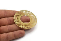 Gold Round Charm, Gold Plated Brass Round Earring Charm With 1 Hole (55mm) D0658