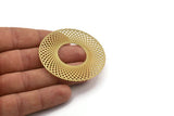 Gold Round Charm, Gold Plated Brass Round Earring Charm With 1 Hole (55mm) D0658