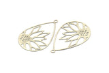 Silver Drop Charm, 6 Antique Silver Plated Brass Flower Charms With 1 Loop, Findings (47x30x0.30mm) D1675
