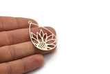 Silver Drop Charm, 6 Antique Silver Plated Brass Flower Charms With 1 Loop, Findings (47x30x0.30mm) D1675