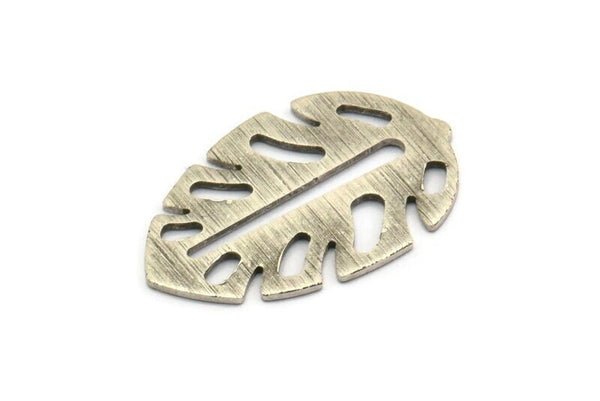 Silver Leaf Blank, 4 Textured Antique Silver Plated Brass Leaf Blanks, Brass Blanks, Stamping Blanks (30x20x0.80mm) M01755