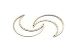 Silver Moon Charm, 4 Antique Silver Plated Brass Crescent Moon Charms With 2 Holes (50x15x0.90mm) M846
