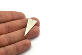Silver Triangle Charm, 6 Antique Silver Plated Brass Triangle Charms With 1 Hole, Earrings, Findings (37x15x0.80mm) D1351