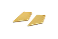Gold Diamond Charm, 6 Gold Plated Brass Rhombus Stamping Blanks With 1 Hole, Earrings, Findings (20x10x0.80mm) D854