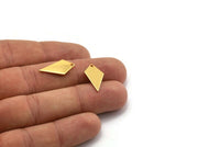 Gold Diamond Charm, 6 Gold Plated Brass Rhombus Stamping Blanks With 1 Hole, Earrings, Findings (20x10x0.80mm) D854