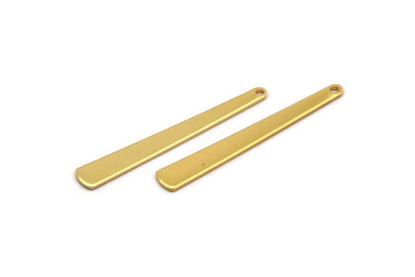 Gold Necklace Bar, 4 Gold Plated Brass Stamping Necklace Blanks With 1 Hole (43x6x3x0.80mm) D0583