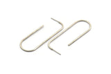 Silver Earring Wires, 4 Antique Silver Plated Brass Earring Studs (57x20x1.5mm) D1622 H0893