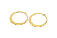 Gold Circle Charm, Gold Plated Brass Circle Charm With 2 Loops, Earrings, Findings (48x45x1mm) D870 Q0698
