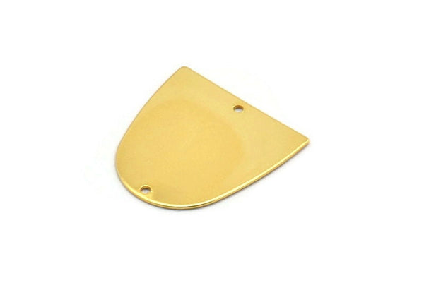 D Shaped Charm, 4 Gold Plated Brass D Shaped Connectors With 2 Holes, Earrings, Findings (20x20x0.50mm) D0806
