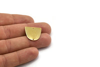 D Shaped Charm, 4 Gold Plated Brass D Shaped Connectors With 2 Holes, Earrings, Findings (20x20x0.50mm) D0806