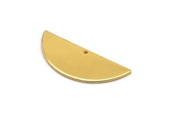 Gold Half Moon, 2 Gold Plated Brass Semi Circle Blanks With 1 Hole, Charms, Earrings, Pendants (39x15x1mm) D0836