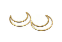 Gold Moon Charm, 2 Gold Plated Brass Crescent Moon Charms With 1 Hole (50x15x0.90mm) M921