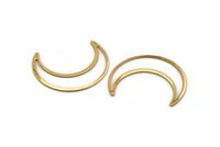 Gold Moon Charm, 2 Gold Plated Brass Crescent Moon Charms With 1 Hole (50x15x0.90mm) M921