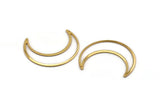 Gold Moon Charm, 2 Gold Plated Brass Crescent Moon Charms With 1 Hole (50x15x0.90mm) M921
