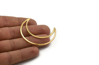 Gold Moon Charm, 2 Gold Plated Brass Crescent Moon Charms With 1 Hole (50x15x0.90mm) M921