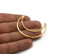 Gold Moon Charm, 2 Gold Plated Brass Crescent Moon Charms With 1 Hole (50x15x0.90mm) M921