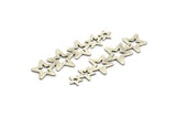 Silver Star Charm, 6 Textured Antique Silver Plated Brass Star Charms With 1 Hole (45x14x0.80mm) D1533