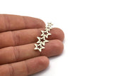 Silver Star Charm, 6 Textured Antique Silver Plated Brass Star Charms With 1 Hole (45x14x0.80mm) D1533