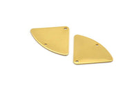 Gold Geometric Charm, 4 Gold Plated Brass Fan Connectors With 2 Holes, Earrings, Findings (18x26x0.60mm) D904