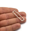 Silver Rectangle Charm, 6 Antique Silver Plated Brass Open Rectangle Connectors (10x40x1.5mm) D1647