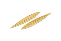 Gold Leaf Charm, 4 Gold Plated Brass Leaf Earring Charms With 1 Hole (60x10mm) D0631