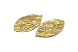 Gold Oval Pendant, 2 Gold Plated Brass Hammered Oval Pendants With 1 Loop, Charms, Earrings, Findings (49x28x0.50mm) D0762