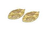 Gold Oval Pendant, 2 Gold Plated Brass Hammered Oval Pendants With 1 Loop, Charms, Earrings, Findings (49x28x0.50mm) D0762