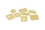 Brass Days Charm, Raw Brass Days Of The Week Written Charms With 1 Loop, Written Pendants, Days Findings (32x22x0.60mm)