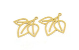 Brass Leaf Charm, 12 Raw Brass Leaf Shape Charms With 1 Loop, Charm Pendants (27x25x0.60mm) A5279