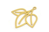 Brass Leaf Charm, 12 Raw Brass Leaf Shape Charms With 1 Loop, Charm Pendants (27x25x0.60mm) A5279