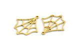 Brass Spider Web Charm, 8 Raw Brass Spider Web Charms With 1 Loop, Charm Pendants (26x22x1mm) A5302