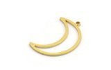 Brass Moon Charm, 12 Raw Brass Crescent Moon Charms With 1 Loop (26x8x1mm) E101